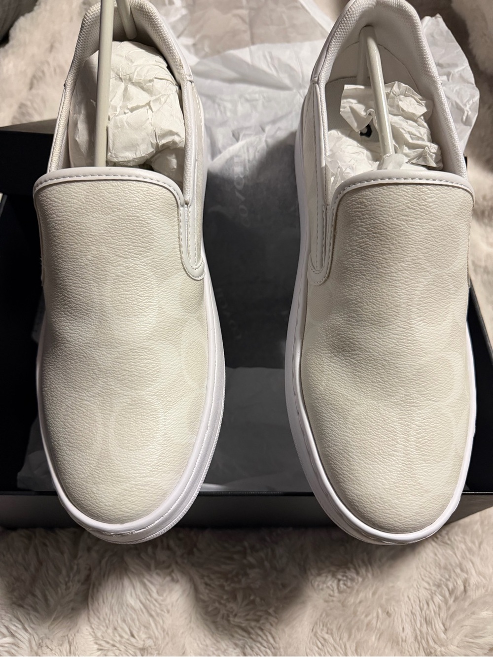 Coach NEW White Slip-On Leather Sneakers